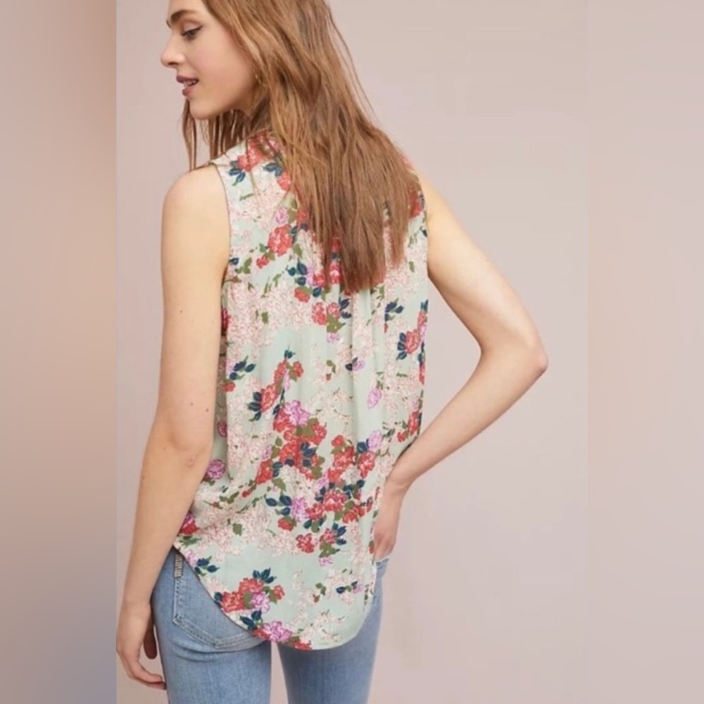Anthropologie Meadow Rue Floral Pintucked Blouse - Picture 2 of 9